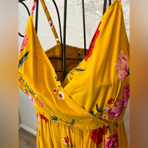 NWT Old Navy Yellow floral sun dress elastic shirring empire waist XL - Picture 5 of 7